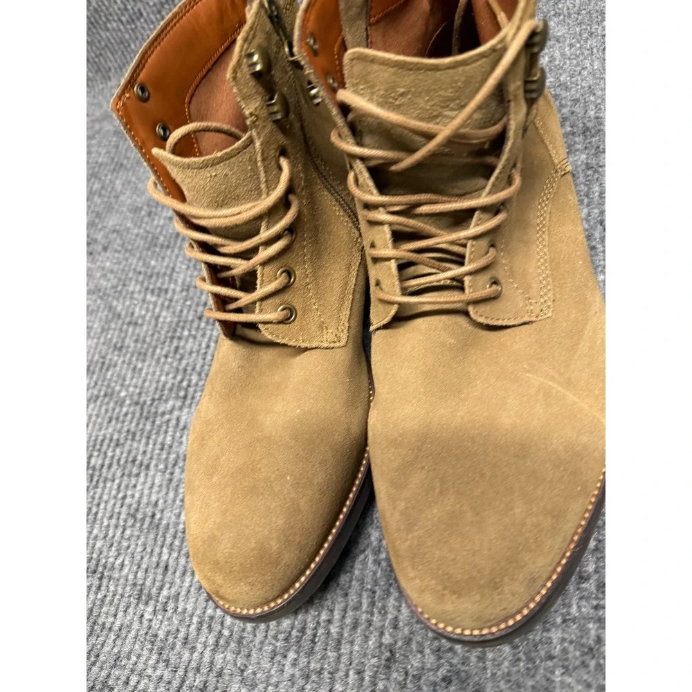 Vince‎ Camuto Mens Shoes Lannie Leather Lace Boots Mocha Cumberland Webbing 9m
